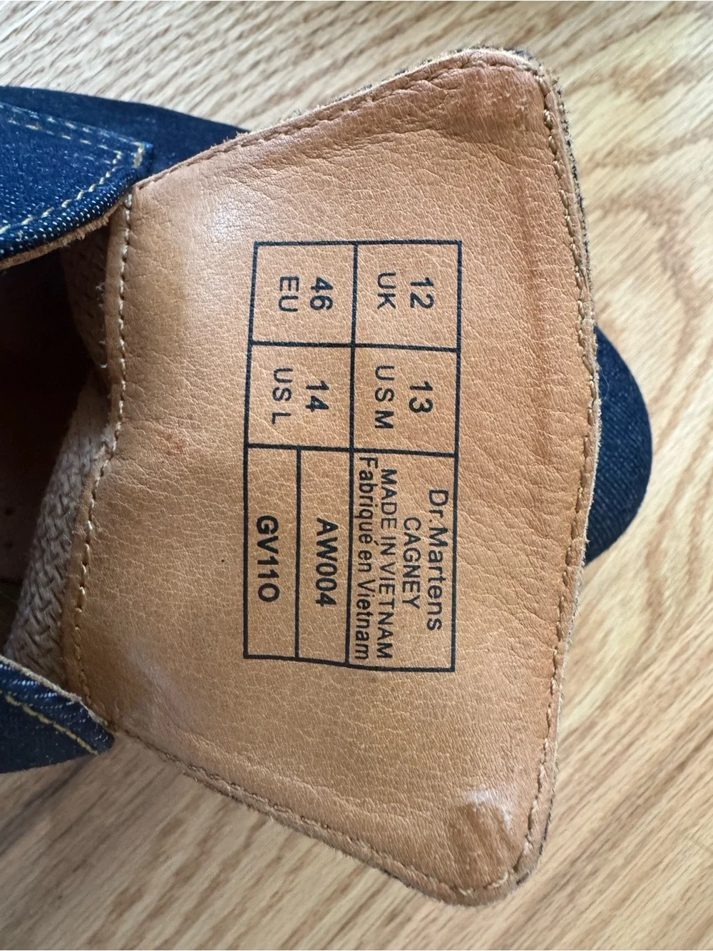 Dr. Martens Cagney 3-Eye Oxford In Indigo Denim Men's US 13 Like New